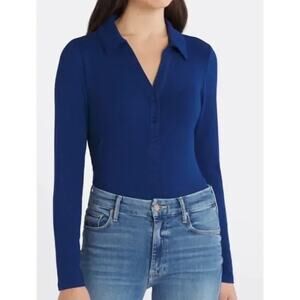 Violets & Roses NWT Women's Bright Deep Blue Ribbed Bodysuit Size 1X